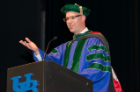 Honored speaker Steven J. Stack, MD, president-elect of the American Medical Association, urges graduates to "think big, take charge and whatever you do — don't give up.”