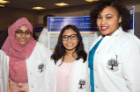 Wahida Jannat (left), Mi Rasa (center), and Janette Tatum spent the semester working on projects related to genomics and bioinformatics thanks to a $1.1 million National Science Foundation grant.