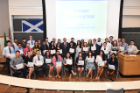 Dean’s Letters of of Commendation, presented by Michael E. Cain, MD, recognize exceptional coursework. Pictured are 39 of the 61 awardees from the Class of 2020.
