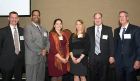 Faculty members inducted were, from left, John M. Kane III, MD; Fred D. Archer III, MD; Faye E. Justicia-Linde, MD; Jennifer M. Corliss, MD; Brian J. Page, MD; and Richard W. Schifeling, MD. Not pictured is Jennifer S. Abeles, DO.