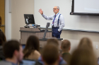 Alan J. Lesse, MD, associate professor of medicine and senior associate dean for medical curriculum, leads a class on hematology and host defenses. 