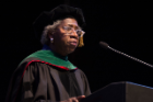 Hannah A. Valantine, MD, was the keynote speaker at the Jacobs School’s commencement. She is chief officer for scientific workforce diversity at the National Institutes of Health.