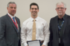 Steven Avino received the Donald W. Rennie Physiology Award. Presenting were Michael E. Cain, MD, left, and Perry M. Hogan, PhD.