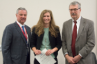 Jenna Herskind received the John B. Sheffer Award from Richard T. Cheney, MD, right, and Michael E. Cain, MD.
