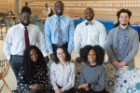 Class of 2022 members of the UB chapter of the Student National Medical Association include, from front left, Sherice Simpson, Nilda Valenzuela and Shanice Guerrier. Back row, from left, are Shawn Gibson, Neneyo Mate-Kole, Aswad Jackson and Jarrett White. 