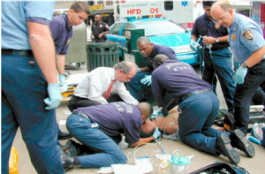 EMS providers at a crash scene. 