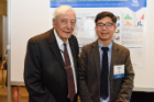 Yongho Bae, PhD (right), received an award named after Eugene R. Mindell, MD (left), and Harold Brody, MD ’61, PhD. Bae was recognized for his research on the effect of arterial stiffening on vascular smooth muscle cell mechanotransduction.