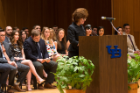 Lori E. Ullman, MD, associate professor and interim chair of dermatology, speaks during the medical school’s Honors Convocation ceremony for the Class of 2018.