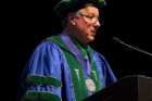 Michael E. Cain, MD, vice president for health sciences and dean of the Jacobs School of Medicine and Biomedical Sciences, presided over the school’s 172nd commencement May 4.