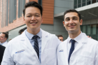 Kevin Xie, left, and Guillaume G. Farah, both trainees in the urology residency program, pose for a photograph together.
