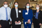 From left, David A. Milling, MD; Teresa Pullano; Ellen Lutnick; and Allison Brashear, MD. Pullano, a second-year student, and Lutnick, a fourth-year student, shared second-place honors.