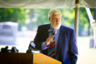 Dr. Raymond Dannenhoffer, director of the Anatomical Gift Program, addresses the audience. Photo: Douglas Levere