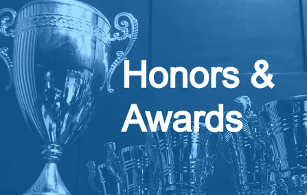 Text says: "Honors and Awards." A trophy is the backdrop. 