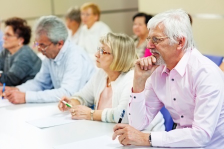 Adult learners at a mini med school session. 