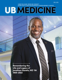 UB Medicine magazine cover featuring Dr. Daniels. 