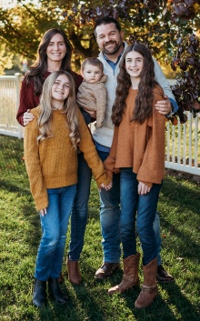 Zoom image: From left to right: Lindsey, Adam, Mila, Brier, and Sofia Allen.  