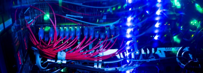 Close-up of server cables. 