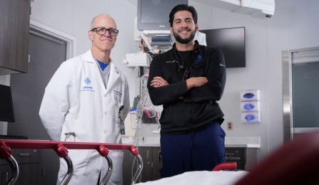 Christian DeFazio MD, and James Ghosen, MD PGY-3 in a clinical setting. 