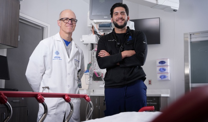 Christian DeFazio MD, and James Ghosen, MD PGY-3 in a clinical setting. 