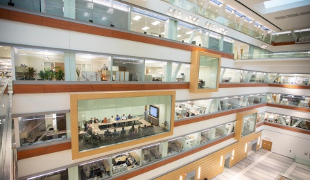 Inside of the Jacobs School. 