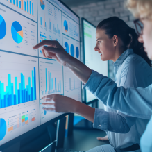A team looks at data. 