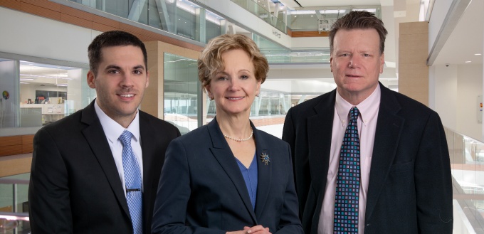 UB faculty members Ralph H. Benedict, PhD; Daniel Sirica, MD; and Allison Brashear, MD, MBA. 