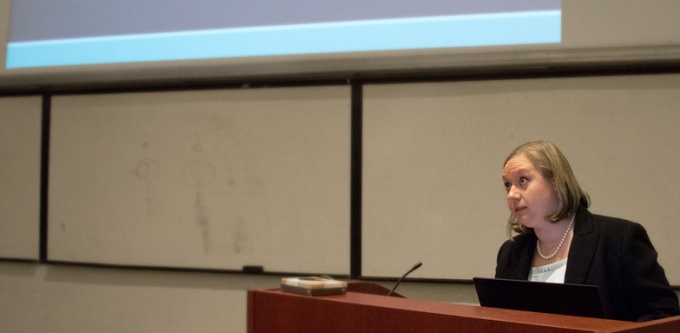 Resident presenting report.