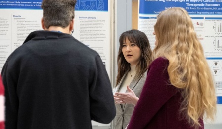 Student presenting research. 