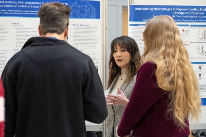 Student presenting research. 