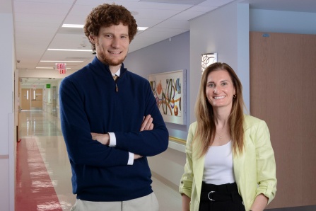 Matthew Weise, MD and Sarah DiPalma, MD in a hallway. 