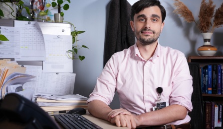 Gary Iacobucci, MD, PhD, is at his desk.