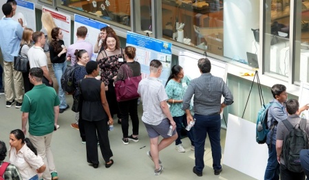 People present posters at the Western New York Structural Biology Collaborative Symposium. 