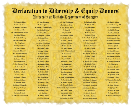 Declaration to Diversity and Equity Donors, Jacobs School Department of Surgery. 