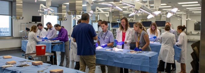 Suture lab at JSMBS Surgical Skills Lab. 