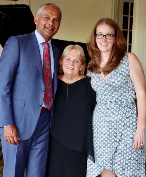 Zoom image: Dr. Kent Chevli (left) and Dr. Teresa Danforth (right) pose with Training Program Administrator Ms. Wendy Scales. 
