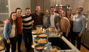 Zoom image: Residents celebrate taking the American Urological Association In-Service Examination. 