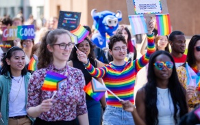 Attendees at the pride parade.