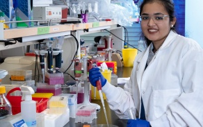 Student in research lab. 