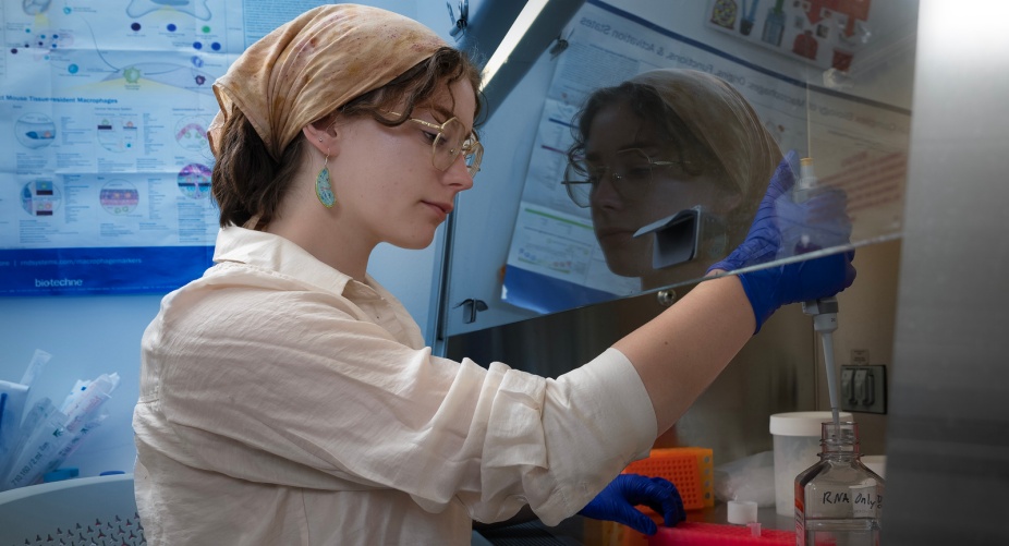Student working in lab.