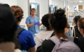 Students touring the anatomy lab.