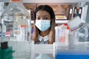 student in research lab. 