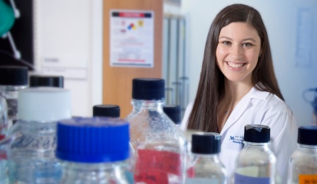 Student in a lab. 