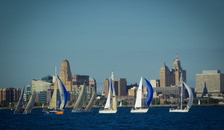 Buffalo waterfront with text: “Our City”. 