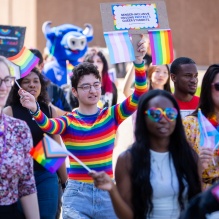 Students at Pride event. 