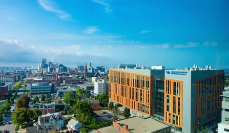 Aerial view of downtown campus. 