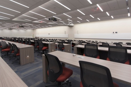 Students in class auditorium. 