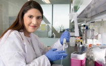 Pharmacology student working in lab. 