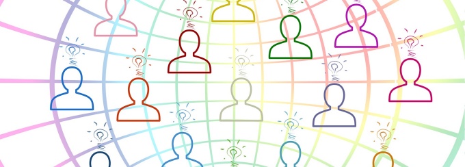 Outlines of people on a map backdrop. 