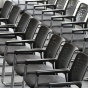 Chairs in a row. 