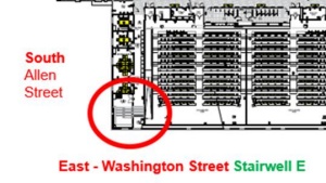 Map of 955 Main Street building showing stairwell E. 